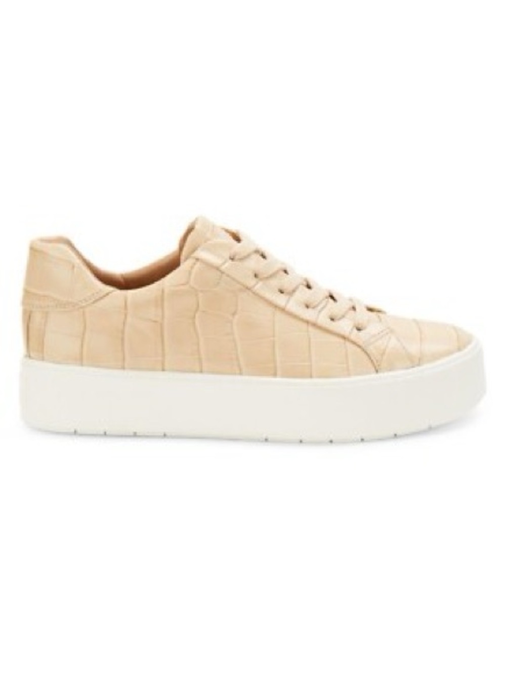 Vince. Bendfield Beige Croc-Embossed Platform Sneakers - Women Size 6.5